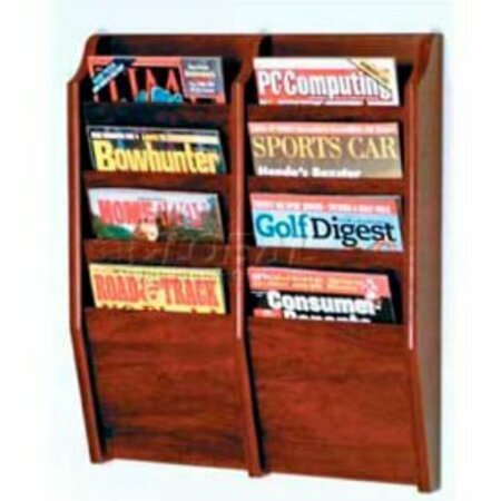 WOODEN MALLET Wooden Mallet Cascade„¢ 8 Pocket Magazine Rack, Mahogany MR24-8MH
